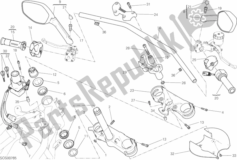 Toutes les pièces pour le Guidon du Ducati Multistrada 1200 S ABS USA 2015